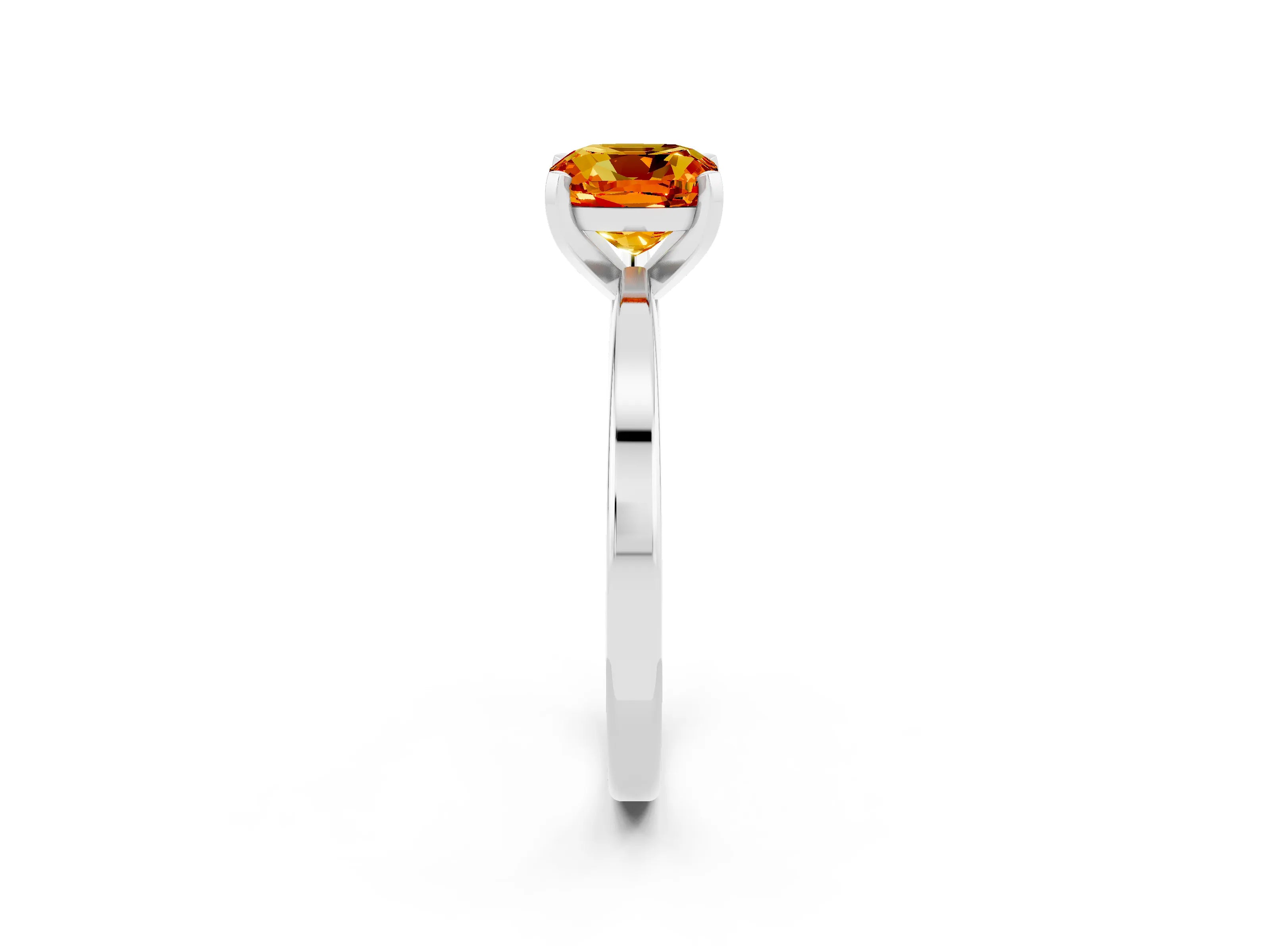 White gold Cushion Cut Citrine Solitaire Engagement Ring with Classic Band and Four-Prong Setting_26