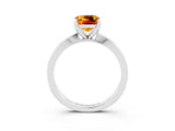 White gold Cushion Cut Citrine Solitaire Engagement Ring with Classic Band and Four-Prong Setting_27