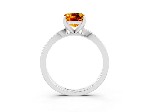 White gold Cushion Cut Citrine Solitaire Engagement Ring with Classic Band and Four-Prong Setting_27