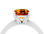 White gold Cushion Cut Citrine Solitaire Engagement Ring with Classic Band and Four-Prong Setting_28