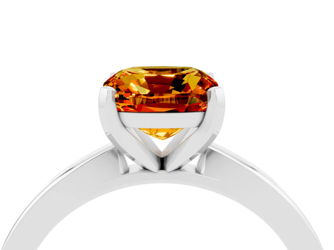White gold Cushion Cut Citrine Solitaire Engagement Ring with Classic Band and Four-Prong Setting_28