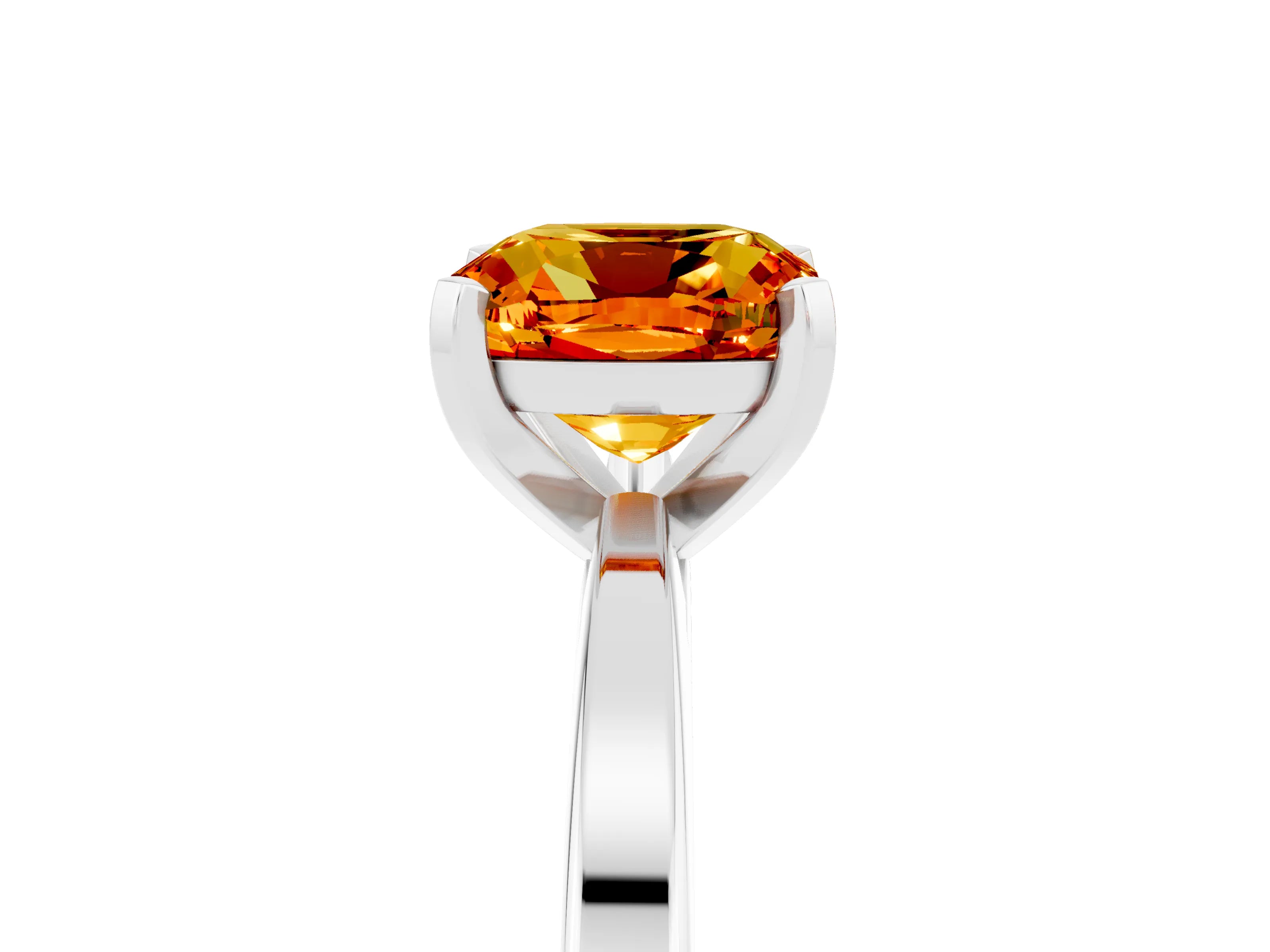 White gold Cushion Cut Citrine Solitaire Engagement Ring with Classic Band and Four-Prong Setting_29
