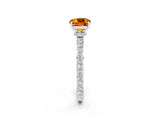 White gold Cushion Cut Citrine Solitaire Engagement Ring with Pavé Band and Four-Prong Setting_2
