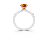 White gold Cushion Cut Citrine Solitaire Engagement Ring with Pavé Band and Four-Prong Setting_3