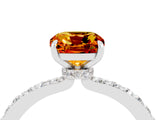 White gold Cushion Cut Citrine Solitaire Engagement Ring with Pavé Band and Four-Prong Setting_4