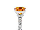 White gold Cushion Cut Citrine Solitaire Engagement Ring with Pavé Band and Four-Prong Setting_5