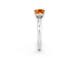White gold Cushion Cut Citrine Solitaire Engagement Ring with Round Band and Four-Prong Setting_2