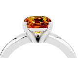 White gold Cushion Cut Citrine Solitaire Engagement Ring with Round Band and Four-Prong Setting_4