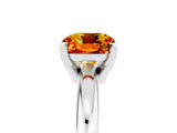 White gold Cushion Cut Citrine Solitaire Engagement Ring with Round Band and Four-Prong Setting_5