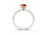 White gold Cushion Cut Citrine Solitaire Pavé Band with Four-Prong Setting_3