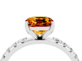 White gold Cushion Cut Citrine Solitaire Pavé Band with Four-Prong Setting_4