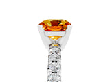 White gold Cushion Cut Citrine Solitaire Pavé Engagement Ring with Round Band and Prong Setting_17