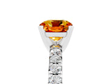 White gold Cushion Cut Citrine Solitaire Pavé Engagement Ring with Round Band and Prong Setting_95