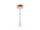 White gold Cushion Cut Citrine Solitaire Ring with Flower Prong Setting and Classic Band_26