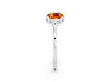 White gold Cushion Cut Citrine Solitaire Ring with Flower Prong Setting and Classic Band_62