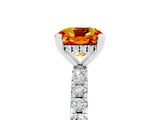 White gold Cushion Cut Citrine Solitaire Ring with Pavé Band and Four-Prong Setting_29