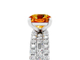 White gold Cushion Cut Citrine Solitaire Ring with Pavé and Channel Set Band_29