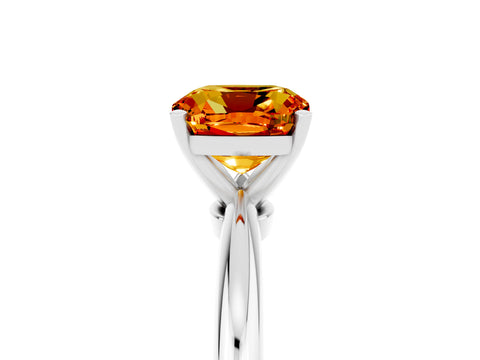 White gold Cushion Cut Citrine Solitaire Ring with Six-Prong Setting and Classic Band_5