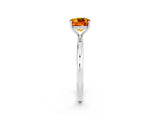 White gold Cushion Cut Citrine Solitaire Ring with Thin Band and Four-Prong Setting_2