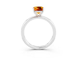 White gold Cushion Cut Citrine Solitaire Ring with Thin Band and Four-Prong Setting_3