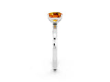 White gold Cushion Cut Citrine Solitaire Ring with Thin Band and Prong Setting_14