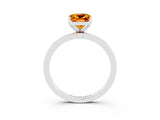 White gold Cushion Cut Citrine Solitaire Ring with Thin Band and Prong Setting_15