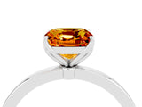 White gold Cushion Cut Citrine Solitaire Ring with Thin Band and Prong Setting_16