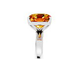 White gold Cushion Cut Citrine Solitaire Ring with Thin Band and Prong Setting_17