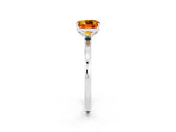 White gold Cushion Cut Citrine Solitaire Ring with Thin Band and Prong Setting_38