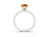 White gold Cushion Cut Citrine Solitaire Ring with Thin Band and Prong Setting_39