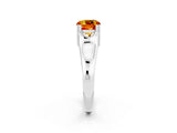 White gold Cushion Cut Citrine Solitaire Ring with Wide Band and Prong Setting_2