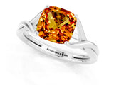 White gold Cushion Cut Citrine Solitaire Twist Band Prong Setting Ring_49