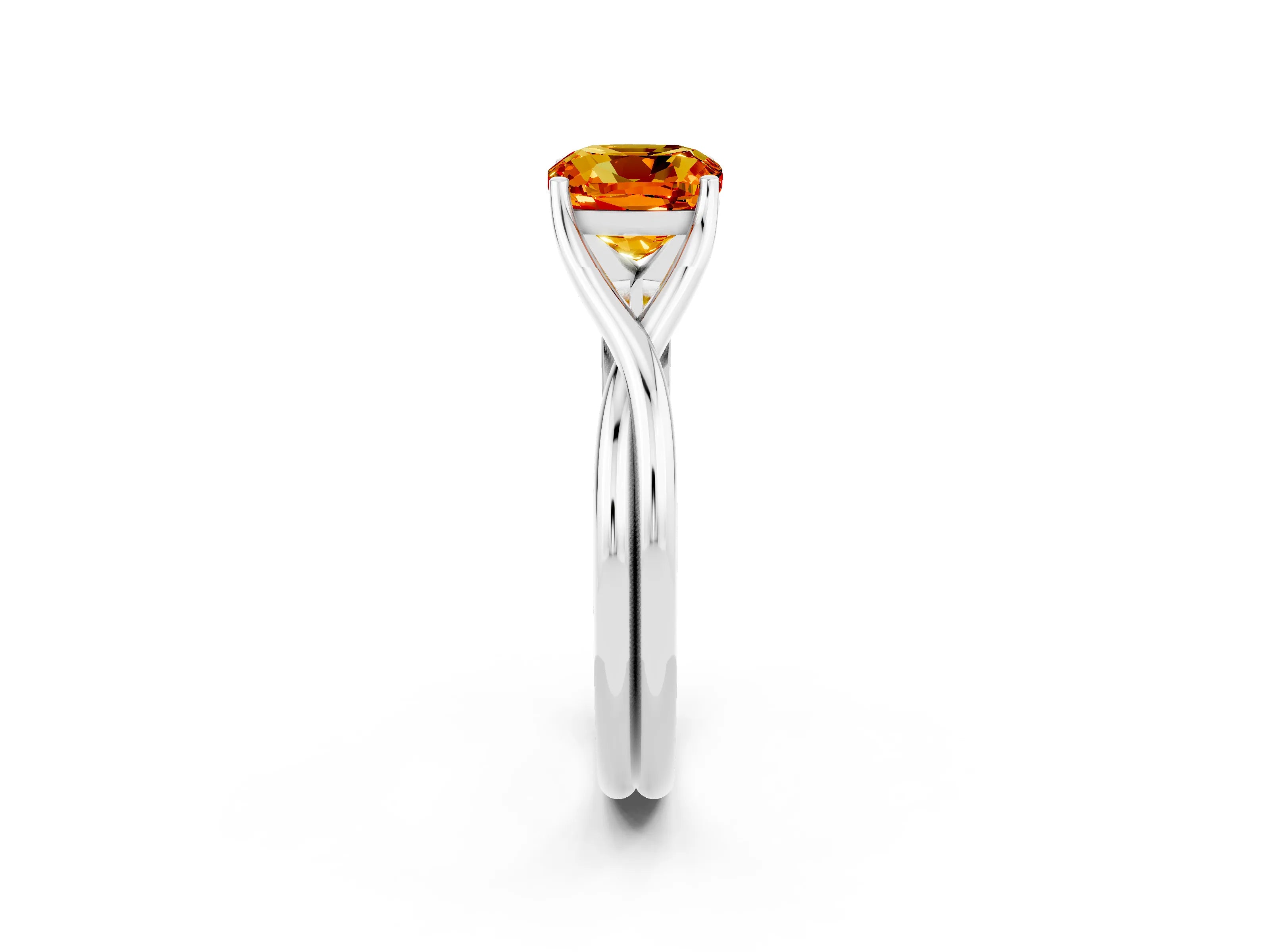 White gold Cushion Cut Citrine Solitaire Twist Band Prong Setting Ring_50