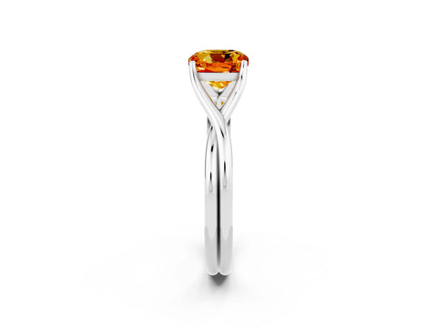 White gold Cushion Cut Citrine Solitaire Twist Band Prong Setting Ring_50