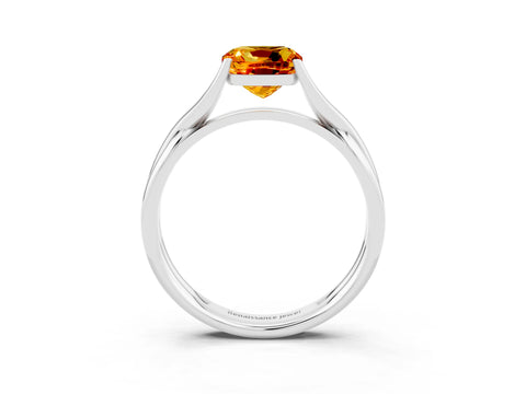 White gold Cushion Cut Citrine Solitaire Twist Band Prong Setting Ring_51