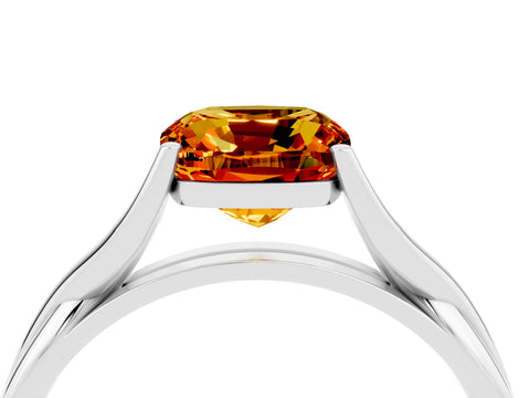 White gold Cushion Cut Citrine Solitaire Twist Band Prong Setting Ring_52