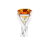 White gold Cushion Cut Citrine Solitaire Twist Band Prong Setting Ring_53