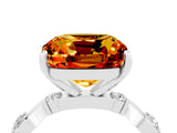 White gold Cushion Cut Citrine Solitaire Twisted Band with Round  Accents and Prong Setting_16
