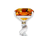 White gold Cushion Cut Citrine Solitaire Twisted Band with Round  Accents and Prong Setting_17
