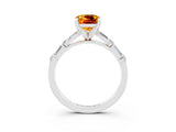 White gold Cushion Cut Citrine Solitaire with Side Baguettes and Channel Set Band_3
