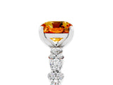White gold Cushion Cut Citrine Solitaire with Side Stones, Pave Band, Four-Prong Setting_41