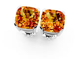 Platinum 1.06 Carat Cushion Citrine Stud Earrings