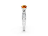 White gold Cushion Cut Citrine Three-Stone Ring with Pavé Split Shank and Four-Prong Setting_14