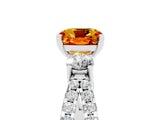 White gold Cushion Cut Citrine Three-Stone Ring with Pavé Split Shank and Four-Prong Setting_17