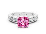 White gold Cushion Cut Cut Channel Set Diamond Engagement Ring with Four-Prong Setting
