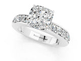 White gold Cushion Cut Cut Channel Set Diamond Engagement Ring with Four-Prong Setting_1