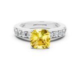White gold Cushion Cut Cut Channel Set Diamond Engagement Ring with Four-Prong Setting