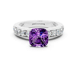 White gold Cushion Cut Cut Channel Set Diamond Engagement Ring with Four-Prong Setting