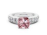 White gold Cushion Cut Cut Channel Set Diamond Engagement Ring with Four-Prong Setting