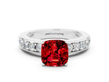 White gold Cushion Cut Cut Channel Set Diamond Engagement Ring with Four-Prong Setting